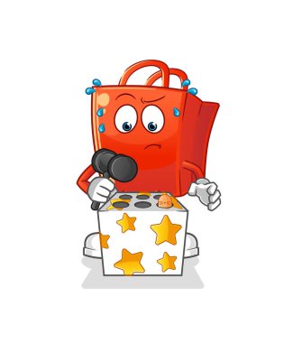 Alışveriş torbası oyunu bir köstebek maskotunu öldürdü. çizgi film vektörü