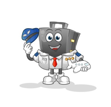 Çanta pilotu maskotu. çizgi film vektörü