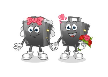 Evrak çantası düğün çizgi filmi. çizgi film maskotu vektörü