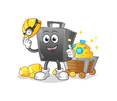 Altın karakterli bir madenci. çizgi film maskotu vektörü