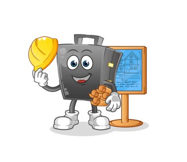 Evrak çantası Mimarı illüstrasyonu. karakter vektörü