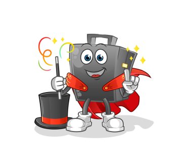 Evrak çantası sihirbazı illüstrasyonu. karakter vektörü