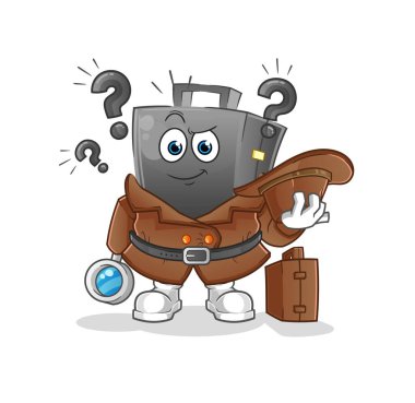 Evrak çantası dedektif vektörü. çizgi film karakteri