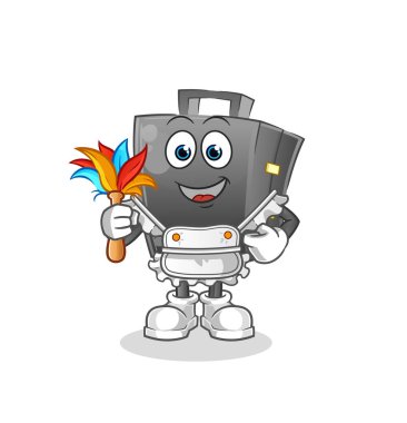 Evrak çantası hizmetçi maskotu. çizgi film vektörü