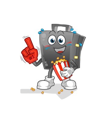 Patlamış mısır resimli çanta fanı. karakter vektörü