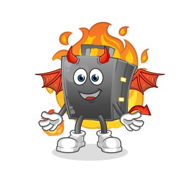 Kanat karakteri olan evrak çantası iblisi. çizgi film maskotu vektörü