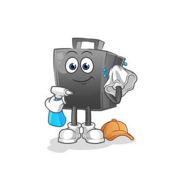 Evrak çantası temizleyici vektörü. çizgi film karakteri