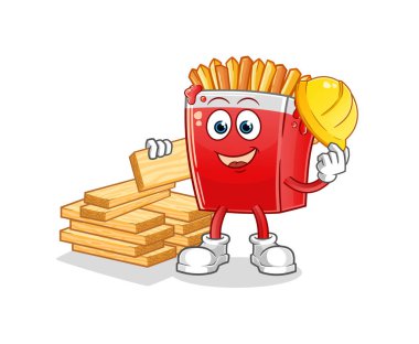 Patates kızartması üreticisi vektörü. çizgi film karakteri