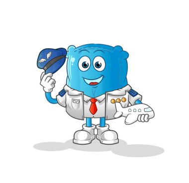 yastık pilotu maskotu. çizgi film vektörü