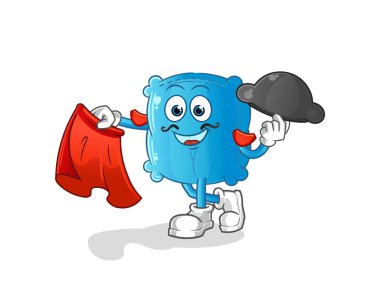 Kırmızı bez resimli yastık matadoru. karakter vektörü