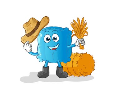 Yastık çiftçisi maskotu. çizgi film vektörü