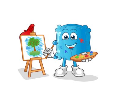 Yastık sanatçısı maskotu. çizgi film vektörü