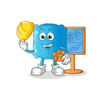 Yastık Mimarı illüstrasyonu. karakter vektörü