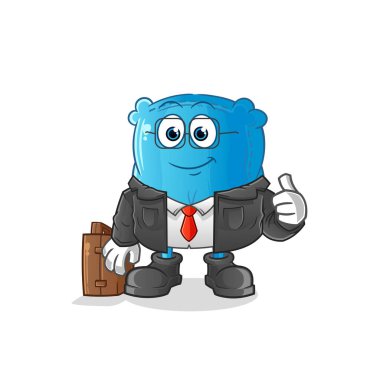 Yastık ofisi işçi maskotu. çizgi film vektörü