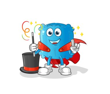 Yastık sihirbazı çizimi. karakter vektörü