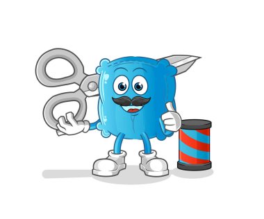 yastık berberi çizgi filmi. çizgi film maskotu vektörü