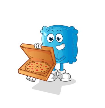 Yastıklı pizzacı çocuk vektörü. çizgi film karakteri