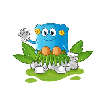 Yastık kılıfı sallayan karakter. çizgi film maskotu vektörü