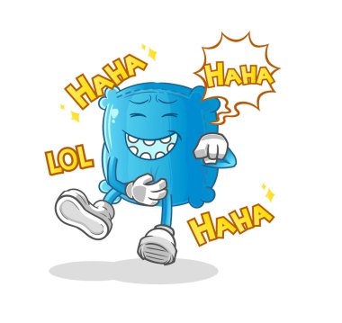 Yastık kahkahalarla gülen karakter. çizgi film maskotu vektörü