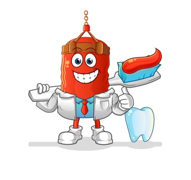 Kum torbası dişçi illüstrasyonu. karakter vektörü