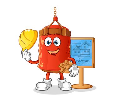 Kum torbası mimar çizimi. karakter vektörü