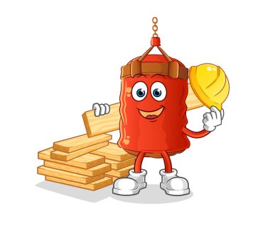 Kum torbası üreticisi vektörü. çizgi film karakteri