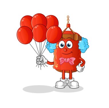 Balon vektörlü kum torbası palyaçosu. çizgi film karakteri