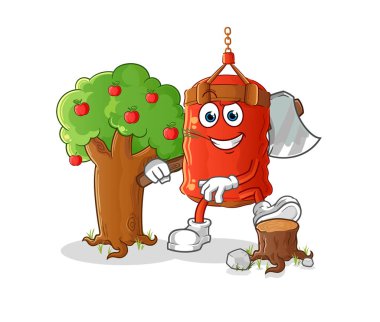 Kum torbası Marangoz çizimi. karakter vektörü