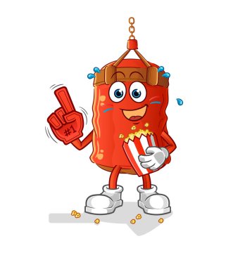 Patlamış mısır illüstrasyonuyla vantilatörü yumruklamak. karakter vektörü