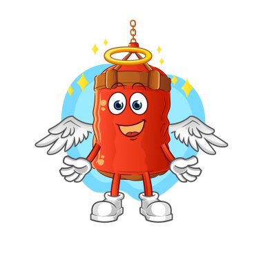 Kanat vektörüyle kum torbasını yumruklamak. çizgi film karakteri