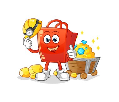 Altın karakterli bir madenci. çizgi film maskotu vektörü