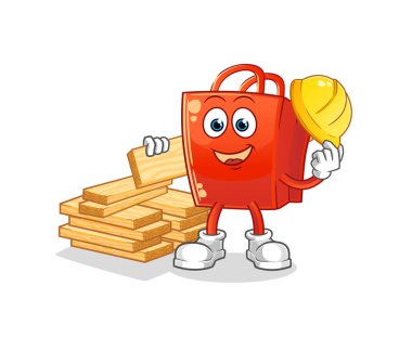 Alışveriş çantası üreticisi vektörü. çizgi film karakteri