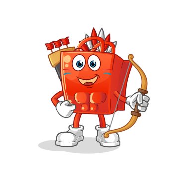 Amerikan yerlileri için alışveriş çantası. çizgi film maskotu vektörü