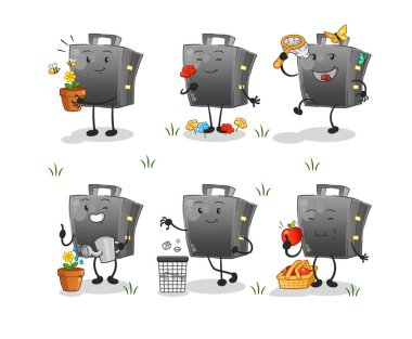 Evrak çantası Dünya Grubu 'nu kurtarıyor. çizgi film maskotu