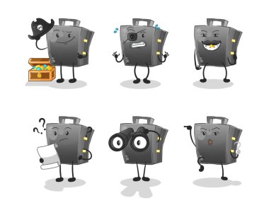 Evrak çantası korsan grup karakteri. çizgi film maskotu vektörü