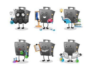 Evrak çantası bilim adamı grup karakteri. çizgi film maskotu vektörü