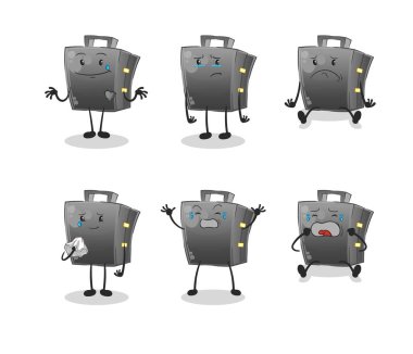 Evrak çantası üzgün grup karakteri. çizgi film maskotu vektörü