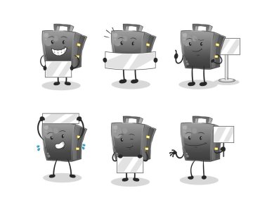 Evrak çantası taşıyan grup karakteri. maskot vektörü