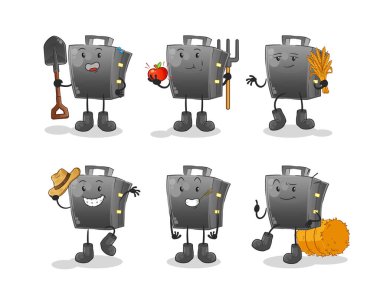 Evrak çantası çiftçisi grup karakteri. çizgi film maskotu vektörü