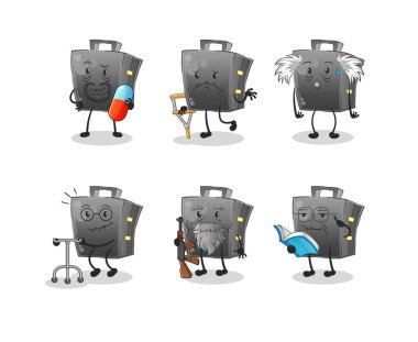 Evrak çantası, yaşlı bir karakter. çizgi film maskotu vektörü