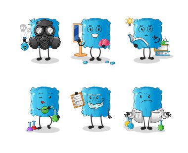 yastık bilimci grup karakteri. çizgi film maskotu vektörü