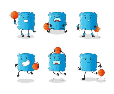Yastık basketbol oyuncusu grup karakteri. maskot vektörü