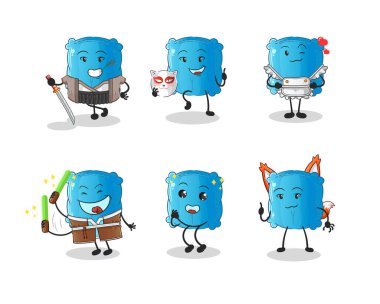 Yastık Japon kültür grubu karakteri. maskot vektörü