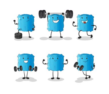 Yastık egzersizi. çizgi film maskotu vektörü