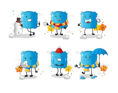 yastık soğuk hava karakter maskotu vektörü