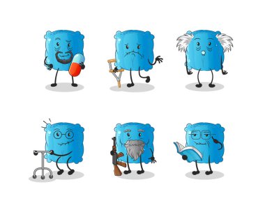 yaşlı yastık karakteri. çizgi film maskotu vektörü