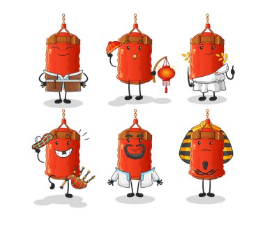 Dünya Kültür Grubu 'nu yumruklamak. çizgi film maskotu vektörü