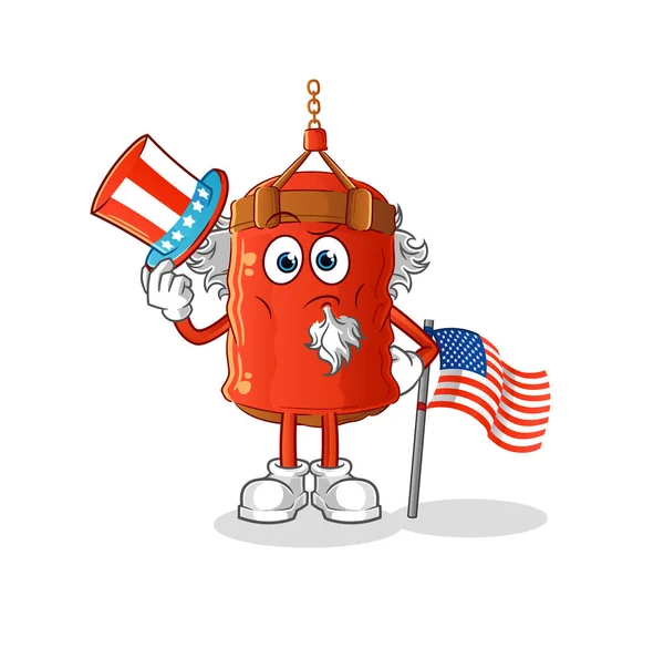 Punching Bag Uncle Sam Character Cartoon Mascot Vector — Stock Vector