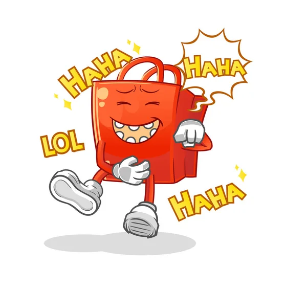 购物袋笑出大声的性格 卡通吉祥物载体 — 图库矢量图片