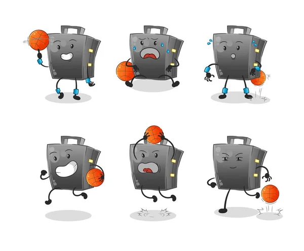 公文包篮球运动员集体性格 吉祥物向量 — 图库矢量图片